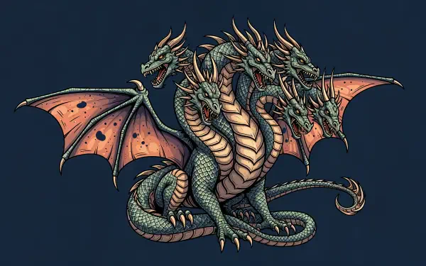 A detailed 4K Ultra HD PC desktop wallpaper featuring a fierce multi-headed dragon with intricately scaled bodies and spread wings against a dark background.