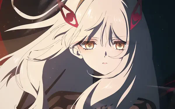 4K Ultra HD PC desktop wallpaper featuring Ronova from the video game Genshin Impact with flowing white hair and intense amber eyes.
