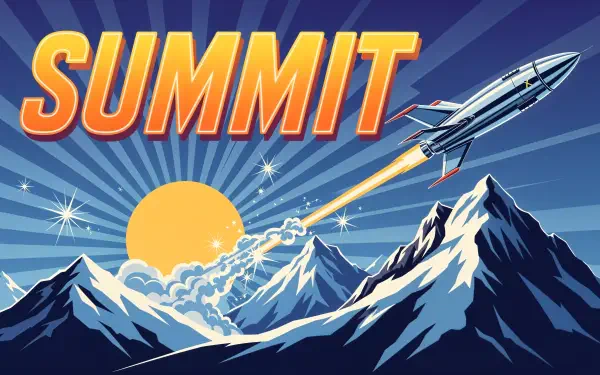 4K Ultra HD PC desktop wallpaper featuring a rocket launching from snow-covered mountain summits with the sun rising in the background.