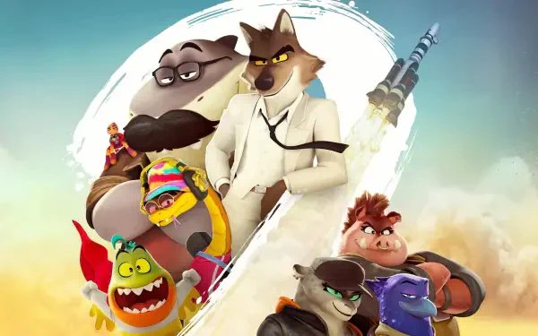 4K Ultra HD PC desktop wallpaper featuring animated characters from the movie The Bad Guys 2 in dynamic poses against a sky backdrop.