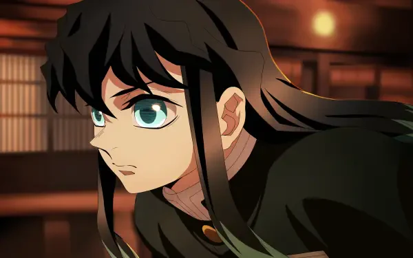 4K Ultra HD anime wallpaper featuring Muichiro Tokito from Demon Slayer: Kimetsu no Yaiba with intense expression and detailed background.