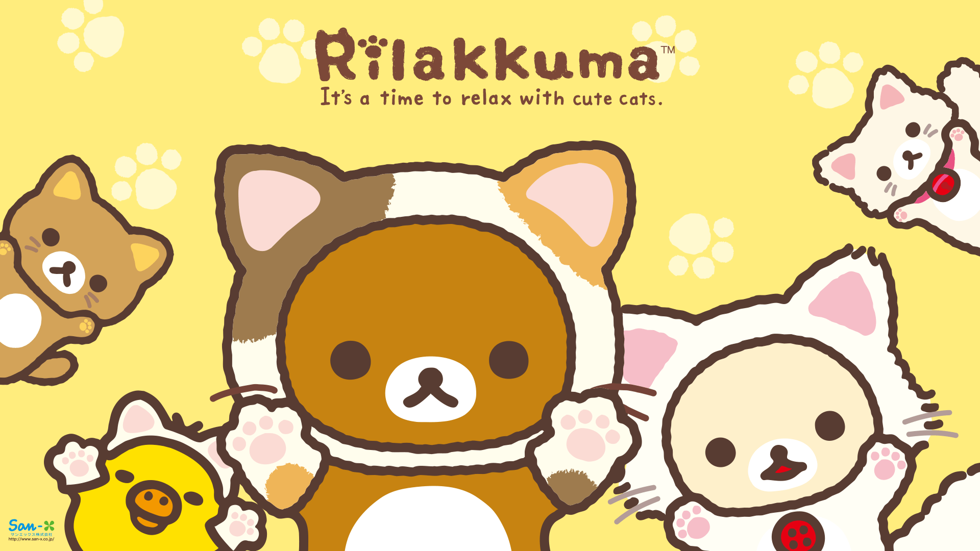 Rilakkuma \u0026 Friends: Cozy Cat HD Wallpaper (San-X), image size:1920x1080