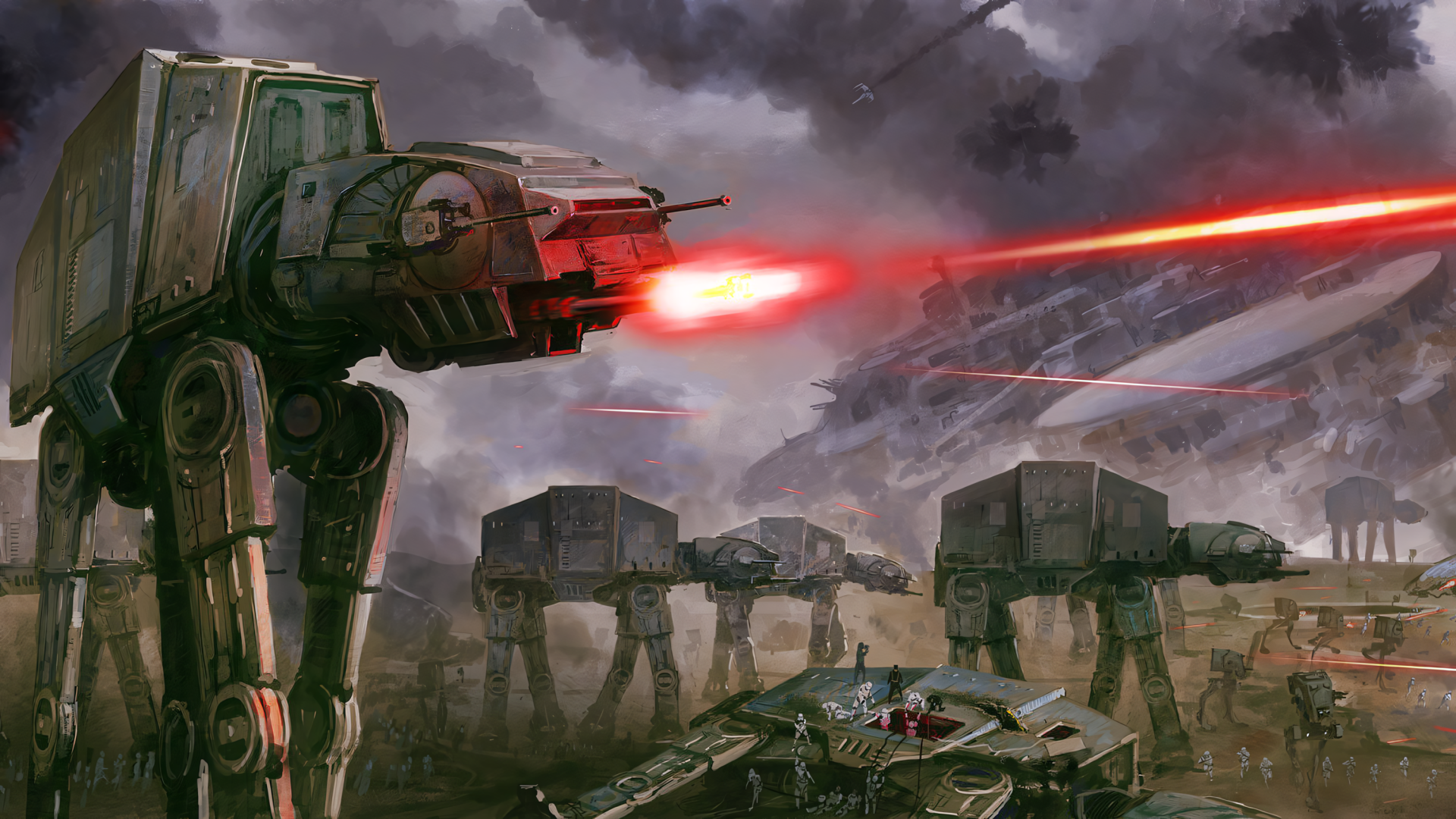 Star Wars: AT-AT Assault — Laser Siege HD Wallpaper by Edouard Groult