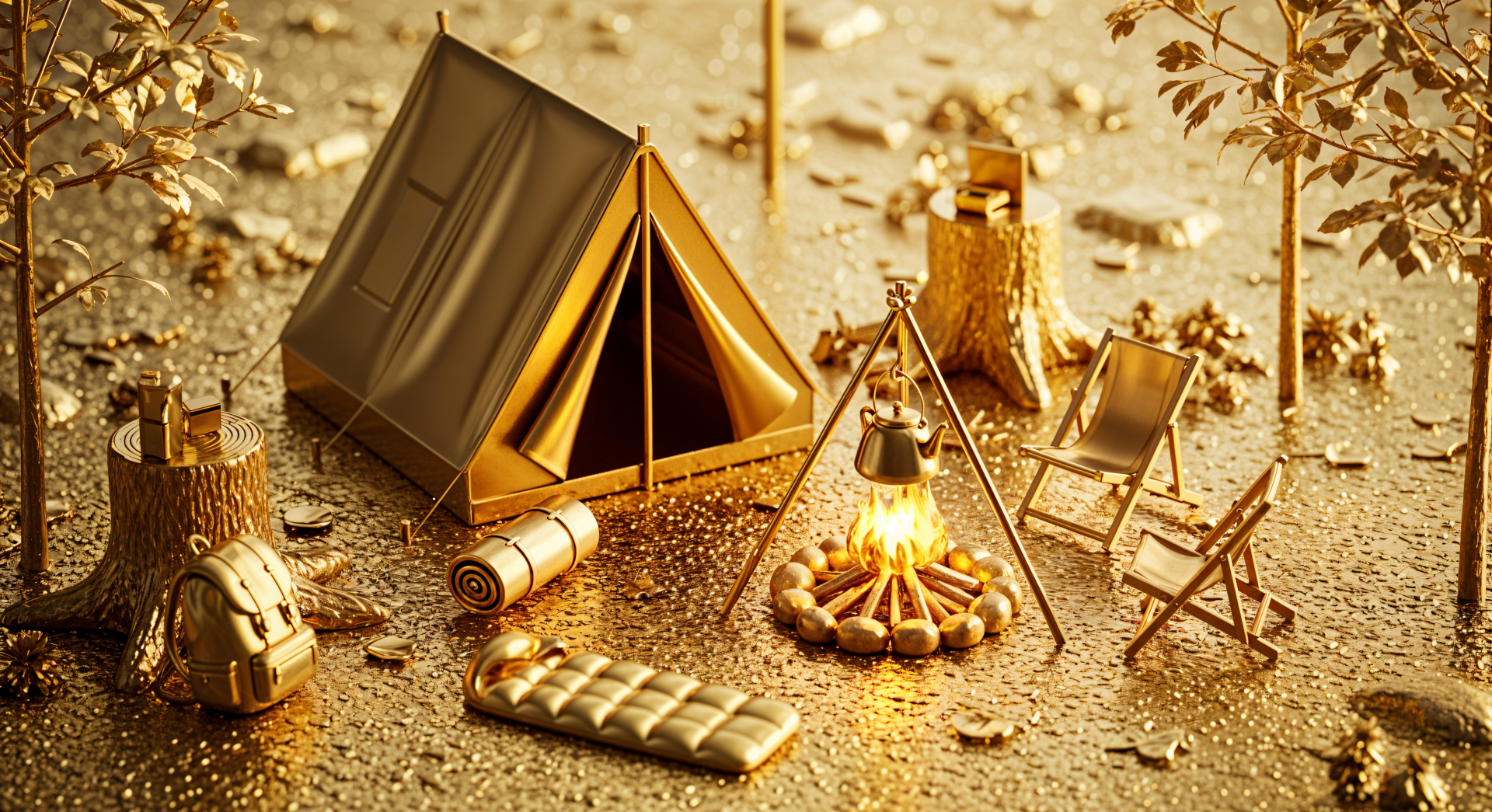 Golden Campfire — 4K Ultra HD Camping Trip Wallpaper by QuantumCurator