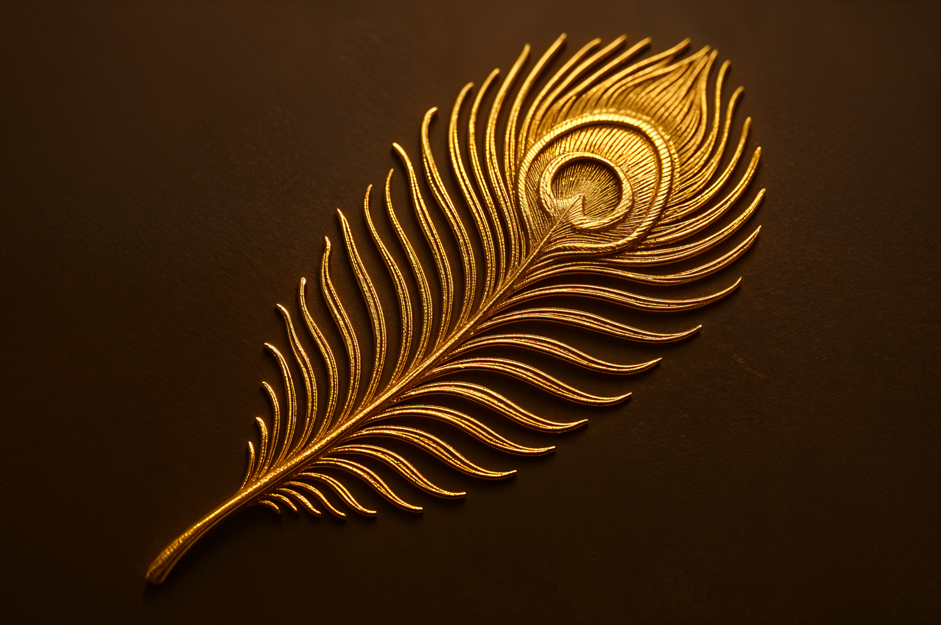 Regal Golden Peacock Feather — 4K Ultra HD Wallpaper by QuantumCurator