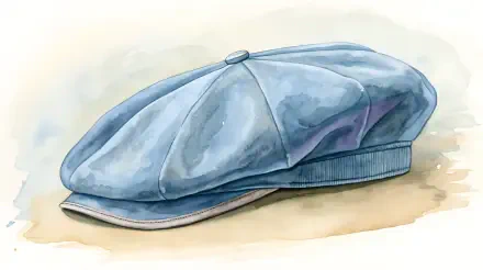 Watercolor-style blue beret on a soft neutral wash, rendered as a 4K Ultra HD PC desktop wallpaper and background.