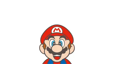 Super Mario close-up (head and shoulders) on white background — 4K Ultra HD PC desktop wallpaper and background.