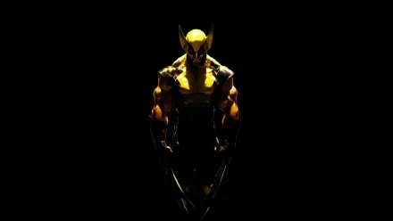 Dark comic Wolverine in HD PC desktop wallpaper: silhouette emerging from black, yellow mask and claws glowing in low light.