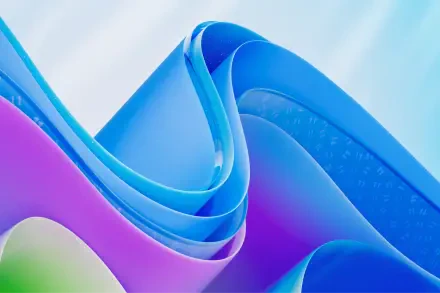 Windows 11 light wallpaper of bright, fluid blue‑purple waves — papel de parede claro abstrato — high-resolution 2K Quad HD / 4K PC desktop background.