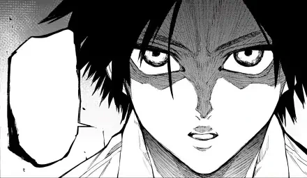 Black-and-white manga close-up of Shun Uruma (Juujika no Rokunin) with an intense gaze and bold ink shadows — HD PC desktop wallpaper.