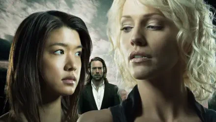 Hawaii Five-0 4K Ultra HD PC desktop wallpaper: two women in the foreground and a man behind, faces serious against a dramatic cloudy sky.