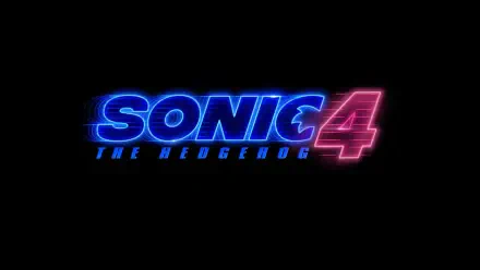 Neon Sonic 4 logo with The Hedgehog subtitle on a black field — 5K Ultra HD PC desktop wallpaper/background with blue and pink glowing text.