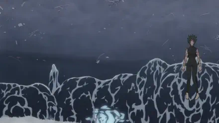 HD PC desktop wallpaper of Maki Zenin from Jujutsu Kaisen 3rd Season — anime scene of her standing beside dark, swirling energy waves beneath a stormy sky.