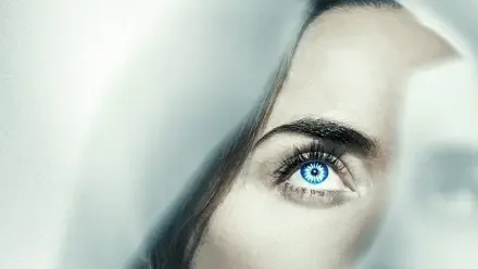 Disclosure Day — 4K Ultra HD PC desktop wallpaper and background: close-up of a luminous blue eye peering through soft white fabric and shafts of light.