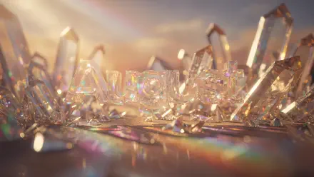 August 4K Ultra HD PC desktop wallpaper background: warm golden crystal shards with rainbow prisms scattered across a reflective surface.