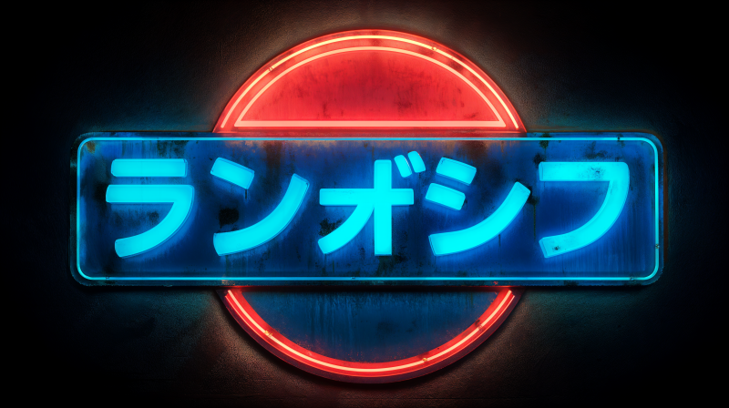 {{ 4K Ultra HD PC desktop wallpaper: glowing blue neon Japanese logo on a rectangular sign set against a red circular neon ring on a dark textured background.