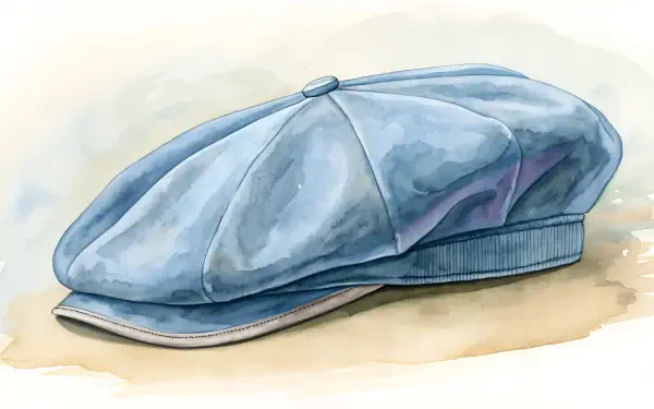 Watercolor-style blue beret on a soft neutral wash, rendered as a 4K Ultra HD PC desktop wallpaper and background.