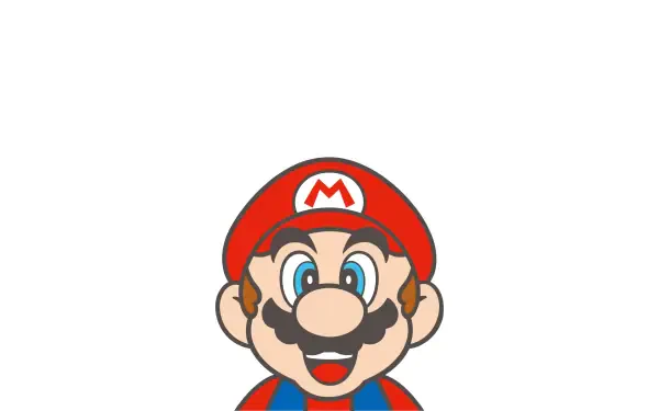 Super Mario close-up (head and shoulders) on white background — 4K Ultra HD PC desktop wallpaper and background.