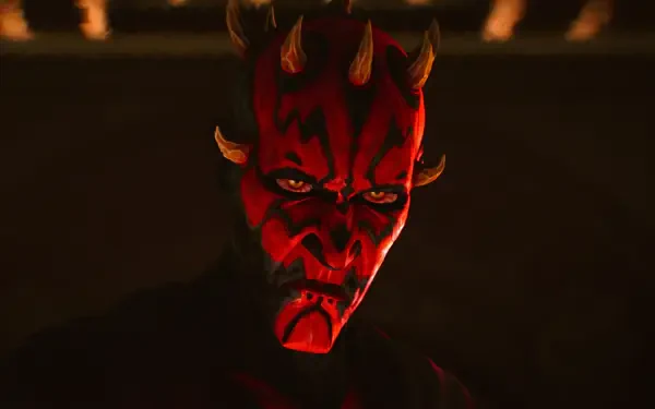 Darth Maul from the TV show Star Wars: Maul – Shadow Lord, red-and-black Sith villain in an intense close-up, rendered for 4K Ultra HD PC desktop wallpaper.