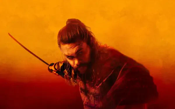 4K Ultra HD PC Desktop Wallpaper and Background — lone samurai-like warrior with topknot and drawn sword emerging from a fiery orange-red haze.
