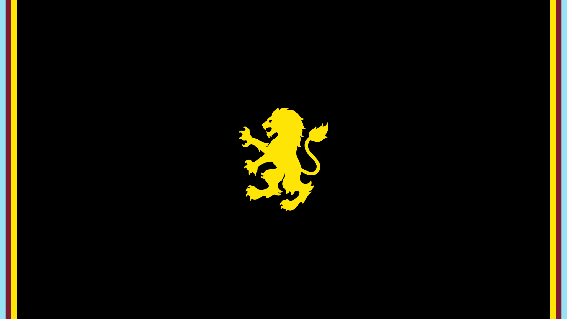 Aston Villa F.C. logo, yellow rampant lion centered on a black 2K Quad HD PC desktop wallpaper.
