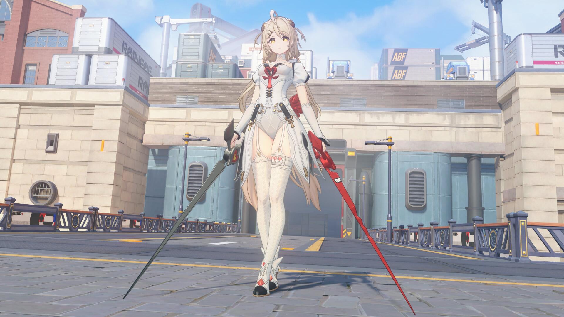 Zenless Zone Zero anime girl wielding a sword in a futuristic city, 4K Ultra HD PC desktop wallpaper and background.