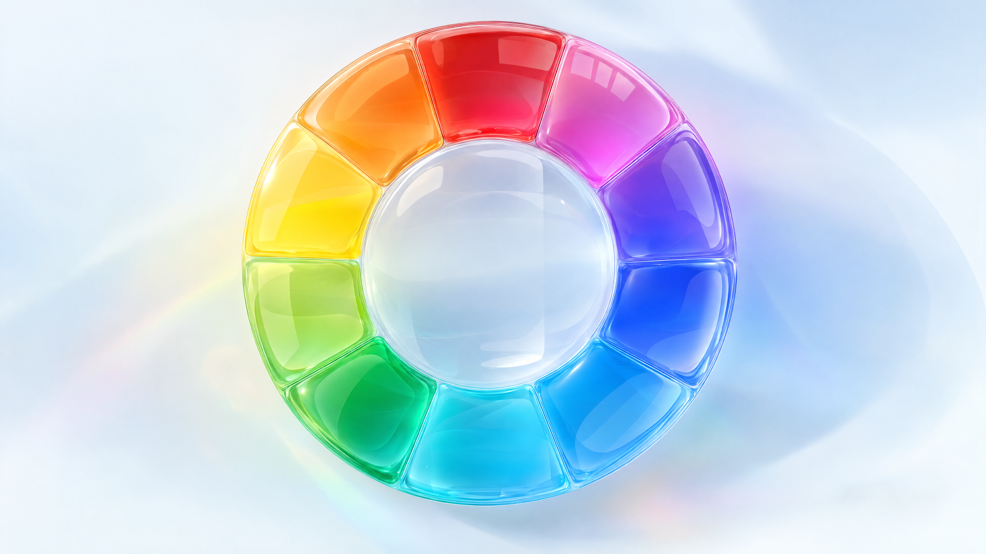 Rainbow color wheel in a soft watercolor style, 4K Ultra HD PC desktop wallpaper and background.