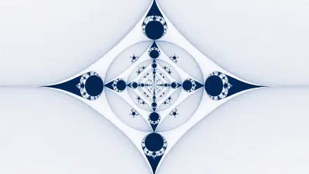Clean 4K Ultra HD PC desktop wallpaper and background: geometric fractal in pale tones with a symmetric diamond of navy blue circles and delicate white gradients forming concentric ornate patterns.