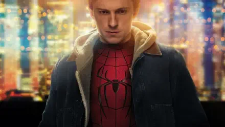 4K Ultra HD PC wallpaper: Spider-Man: Brand New Day — young man in a red spider suit under a jacket standing before a glowing nighttime city skyline.
