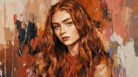 Sadie Sink portrait woman painting redhead HD Desktop Wallpaper | Background Image