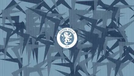 Aston Villa F.C. logo centered on a blue geometric abstract pattern, 2K Quad HD PC desktop wallpaper and background.