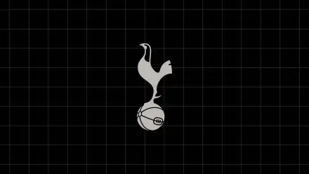 Minimal black 2K Quad HD PC desktop wallpaper featuring the Tottenham Hotspur F.C. white cockerel logo on a football over a subtle grid background.