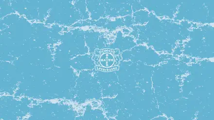 Light blue marbled 2K Quad HD PC desktop wallpaper with a small white Bayer 04 Leverkusen logo centered on a textured background.