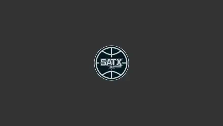 San Antonio Spurs NBA 2K Quad HD PC desktop wallpaper: dark gray background with a centered circular SATX basketball logo in silver and white.