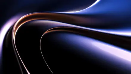 Dark blue and black abstract glossy curves flowing across a 4K Ultra HD PC desktop wallpaper/background.