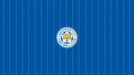 Leicester City F.C. logo centered on a blue pinstripe background, 2K Quad HD PC desktop wallpaper/background.