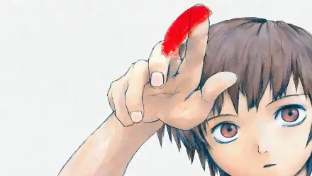 Close-up anime wallpaper of Lain Iwakura (Serial Experiments Lain): half her face and an outstretched hand reaching forward, 4K Ultra HD PC desktop background.