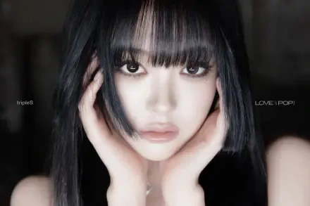 tripleS Lynn portrait from Andless, a 4K Ultra HD PC desktop wallpaper featuring a woman with long black hair and bangs.