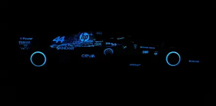 Ferrari SF-26 Formula 1 branding and sponsor logos glow blue against a black 4K Ultra HD PC desktop wallpaper background.