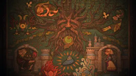 The Legend of Zelda: Ocarina of Time (2026) 2K QHD PC desktop wallpaper featuring a pixel-art Deku Tree and forest scene.