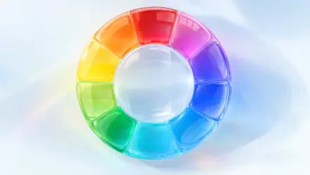 Rainbow color wheel in a soft watercolor style, 4K Ultra HD PC desktop wallpaper and background.