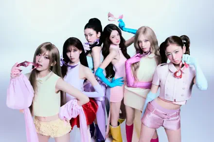IVE’s “Looks Can Kill” K-pop girl band pose in colorful outfits for an HD desktop wallpaper and background.