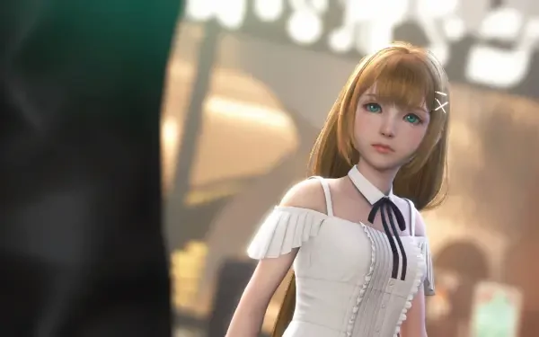 4K Ultra HD PC desktop wallpaper of a Kingdom Hearts IV video game character from Kingdom Hearts — young woman in a white dress, soft lighting, detailed face and blurred background.