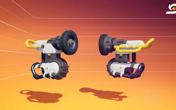 4K Ultra HD PC desktop wallpaper for the video game Starseeker: Astroneer Expeditions showing two futuristic rover thruster modules floating above an orange gradient background.