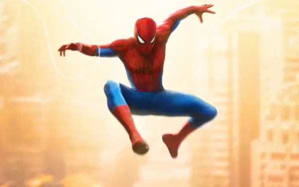 Spider-Man: Brand New Day — Spider-Man leaping through a sunlit cityscape; 4K Ultra HD PC desktop wallpaper/background.