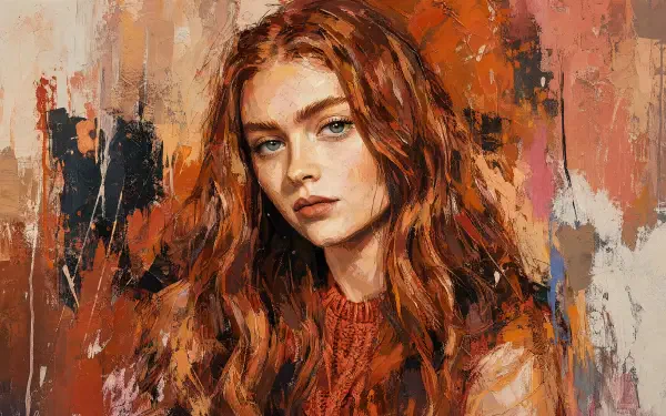 Sadie Sink portrait woman painting redhead HD Desktop Wallpaper | Background Image