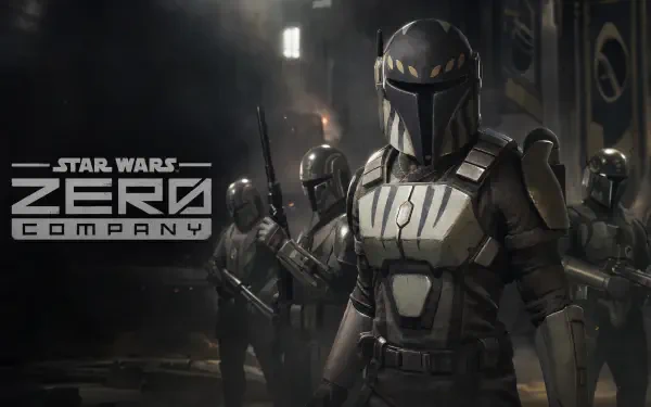 Star Wars: Zero Company 4K Ultra HD PC desktop wallpaper — armored soldier leads a squad through a dark, industrial corridor, promotional image for the video game.