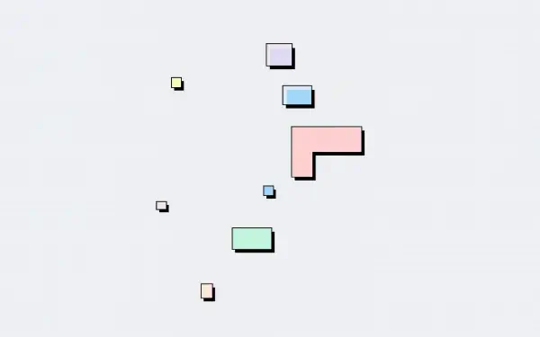 Clean abstract 4K Ultra HD PC desktop wallpaper showing pastel rectangles and squares floating on a soft pale background.