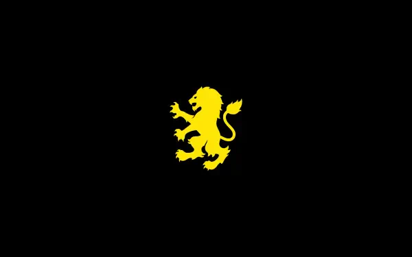 Aston Villa F.C. logo, yellow rampant lion centered on a black 2K Quad HD PC desktop wallpaper.