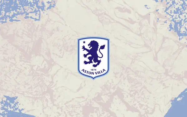 Aston Villa F.C. lion crest logo centered on a pale marbled background, 2K Quad HD PC desktop wallpaper.